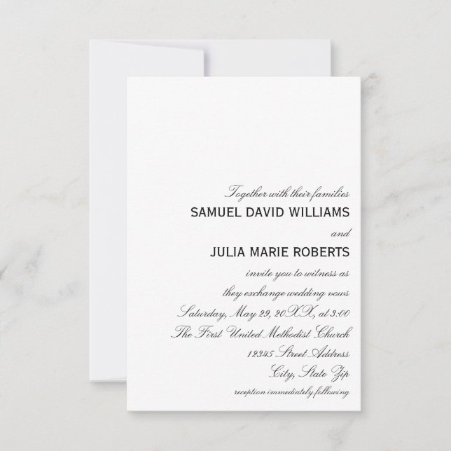 Convite de Casamento Simple Elegance 3x5 (Frente)