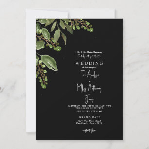 Convite de Casamento Simple Greenery B/W 5x7