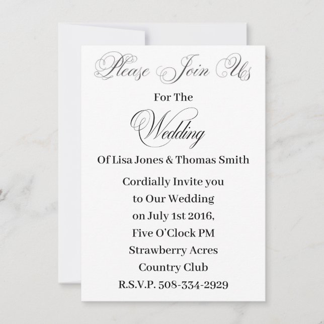 Convite de casamento simples (Frente)