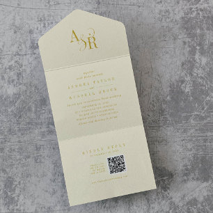 Convite de casamento simples amarelo manteiga com