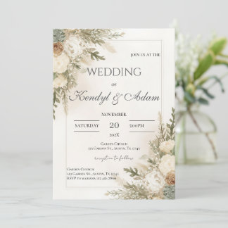 Convite de Casamento Simples Boho Elegante