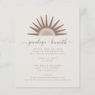 Convite de Casamento Simples Boho Sol Taupe Orçame