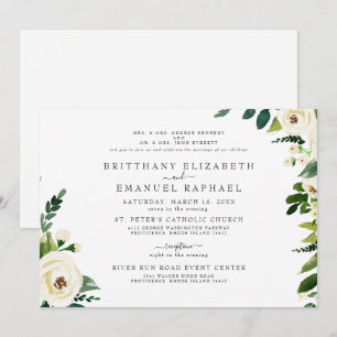 Convite de Casamento Simples Branco com Ambos os P