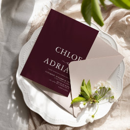 Convite de Casamento Simples Burgundy Minimalista