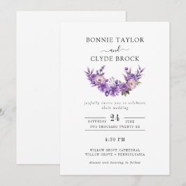 Convite de Casamento Simples com Arte Floral Delic