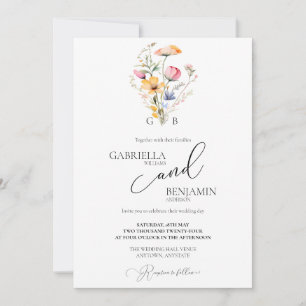 Convite de Casamento Simples de Flor de Campo em A