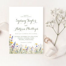 Convite de Casamento Simples de Flores Silvestres 