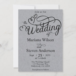 Convite De Casamento Simples De Script Chic Da Cin