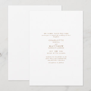 Convite de Casamento Simples Dourado Apenas Texto