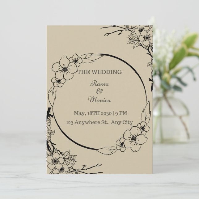 Convite de casamento simples e elegante (Em pé/Frente)