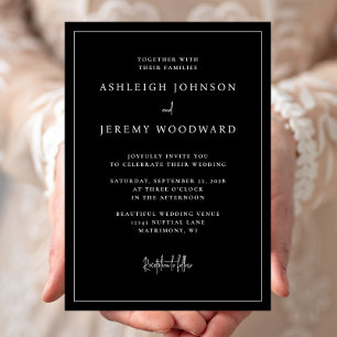 Convite de Casamento Simples e Elegante com Moldur