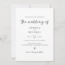 Convite de Casamento Simples e Moderno com Coração