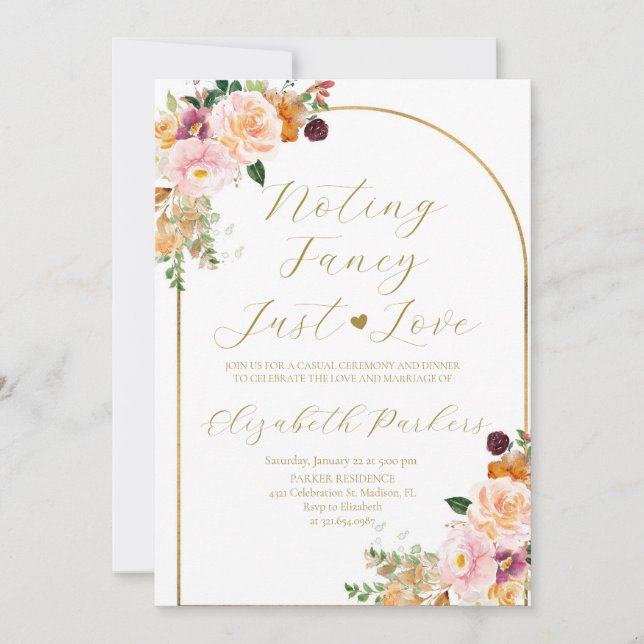 Convite de Casamento Simples e Romântico para Fuga (Frente)