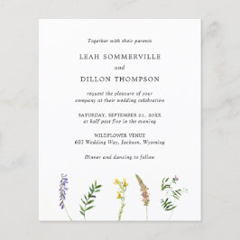 Convite de casamento simples e rústico com flores