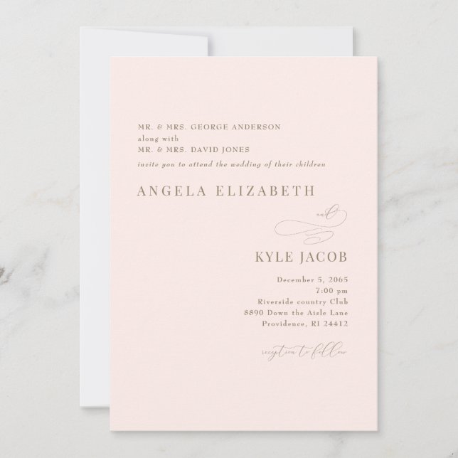 Convite de Casamento Simples & Elegante com Texto  (Frente)