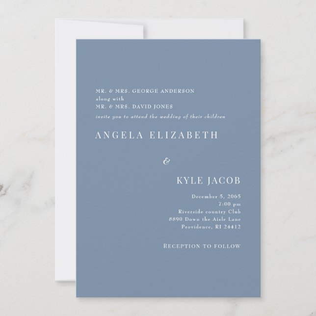 Convite de Casamento Simples & Elegante com Texto  (Frente)