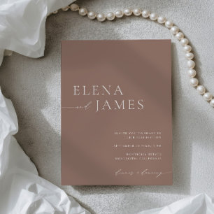Convite de Casamento Simples Elegante Mocha e Marf