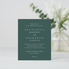 Convite de Casamento Simples Esmeralda Clássico