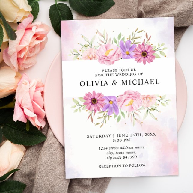 Convite De Casamento Simples Floral (Criador carregado)