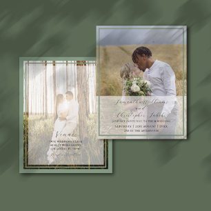 Convite de Casamento Simples Fotográfico Verde Sag