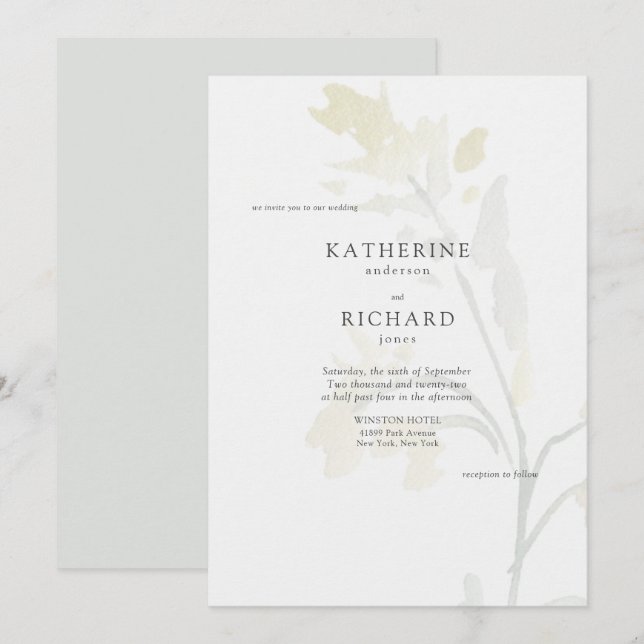 Convite de Casamento Simples II Flores Silvestres  (Frente/Verso)