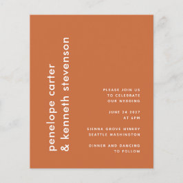Convite de casamento Simples Laranja Queimado Mode