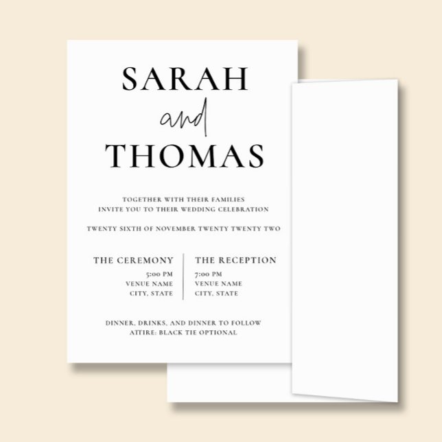 Convite de Casamento Simples Minimalista (Criador carregado)