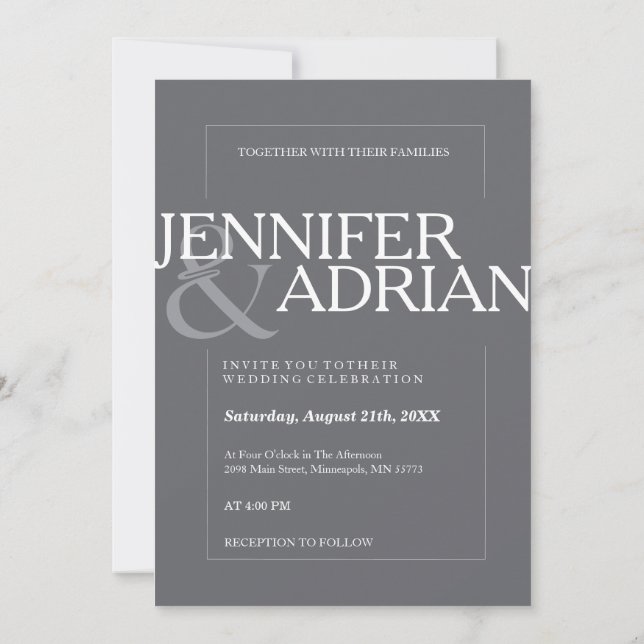 Convite de Casamento Simples Minimalista Moderno C (Verso)