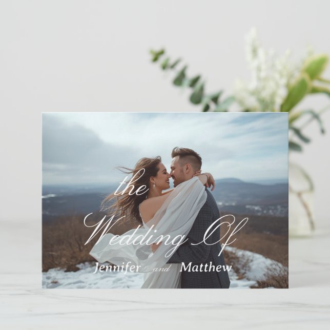 Convite de Casamento Simples Moderno Personalizado (Em pé/Frente)
