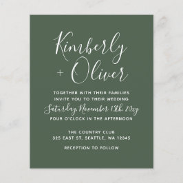 Convite de Casamento Simples Moderno Verde Orçamen