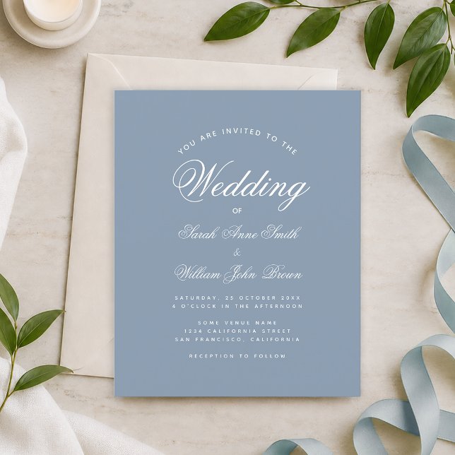 Convite de Casamento Simples Orçamento Azul Empoei (Criador carregado)