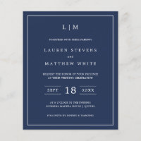 Convite de Casamento Simples Orçamento Azul Marinh
