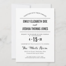 Convite de casamento simples personalizado preto e