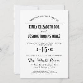 Convite de casamento simples personalizado preto e
