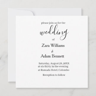Convite de casamento simples preto e branco