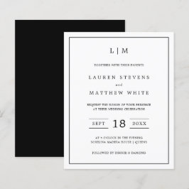 Convite de Casamento Simples Preto e Branco dentro