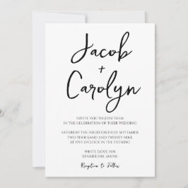 Convite de Casamento Simples Preto e Branco Minima