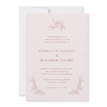 Convite de Casamento Simples Rosa Bege