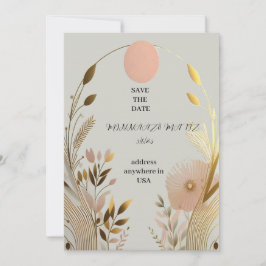 convite de casamento simples rosa dourado para sal