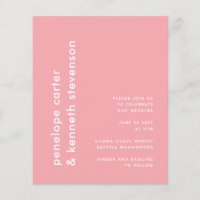 Convite de Casamento Simples Rosa Moderno Orçament