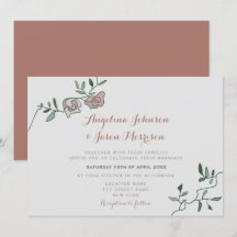 Convite de Casamento Simples Rosa Poeirento com Ve