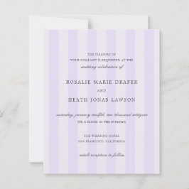 Convite de Casamento Simples Roxo Listras Modernas