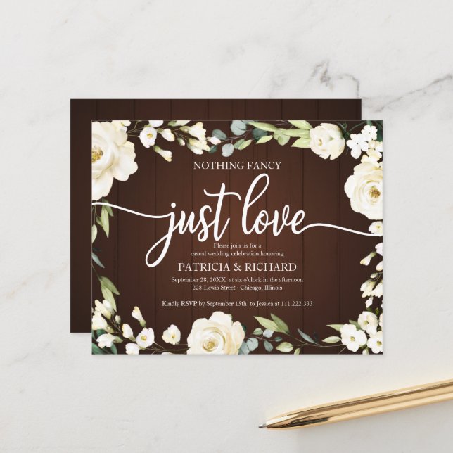 Convite de Casamento Simples Sem Frescuras Floral (Frente/Verso In Situ)