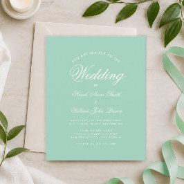 Convite de Casamento Simples Verde Menta Branco co