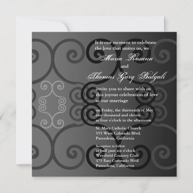 Convite De Casamento Simplesmente Carvão (Frente)