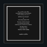 Convite De Casamento | Simplesmente IV |preto<br><div class="desc">Convite Simples para Casamento Negro com quadrado branco solteiro e escrevendo de cinzas,  este convite pode ser usado em qualquer Ocasião Especial.</div>
