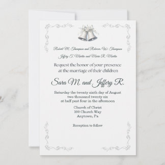 Convite de Casamento Sininhos de Casamento Prata