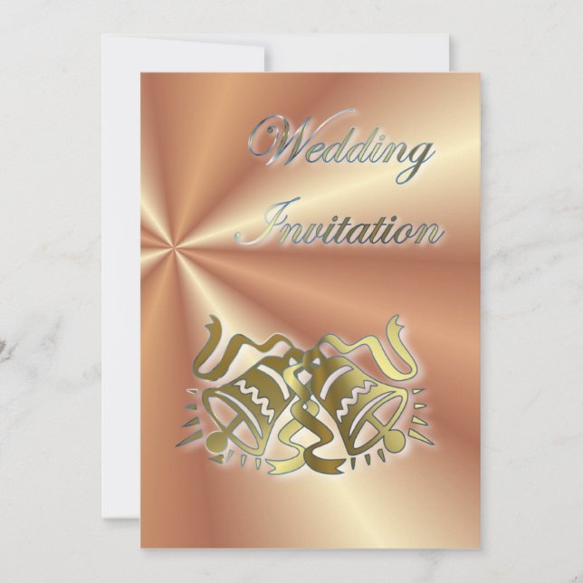 Convite de Casamento Sininhos Dourados (Frente)