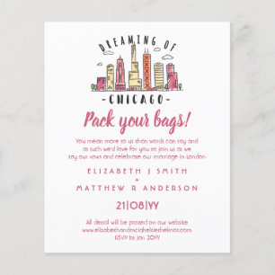 Convite de Casamento Skyline CHICAGO Manuscrito Ma