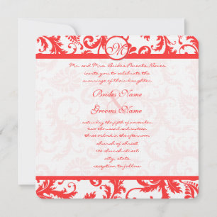Convite de Casamento Snap Dragon Coral Damask